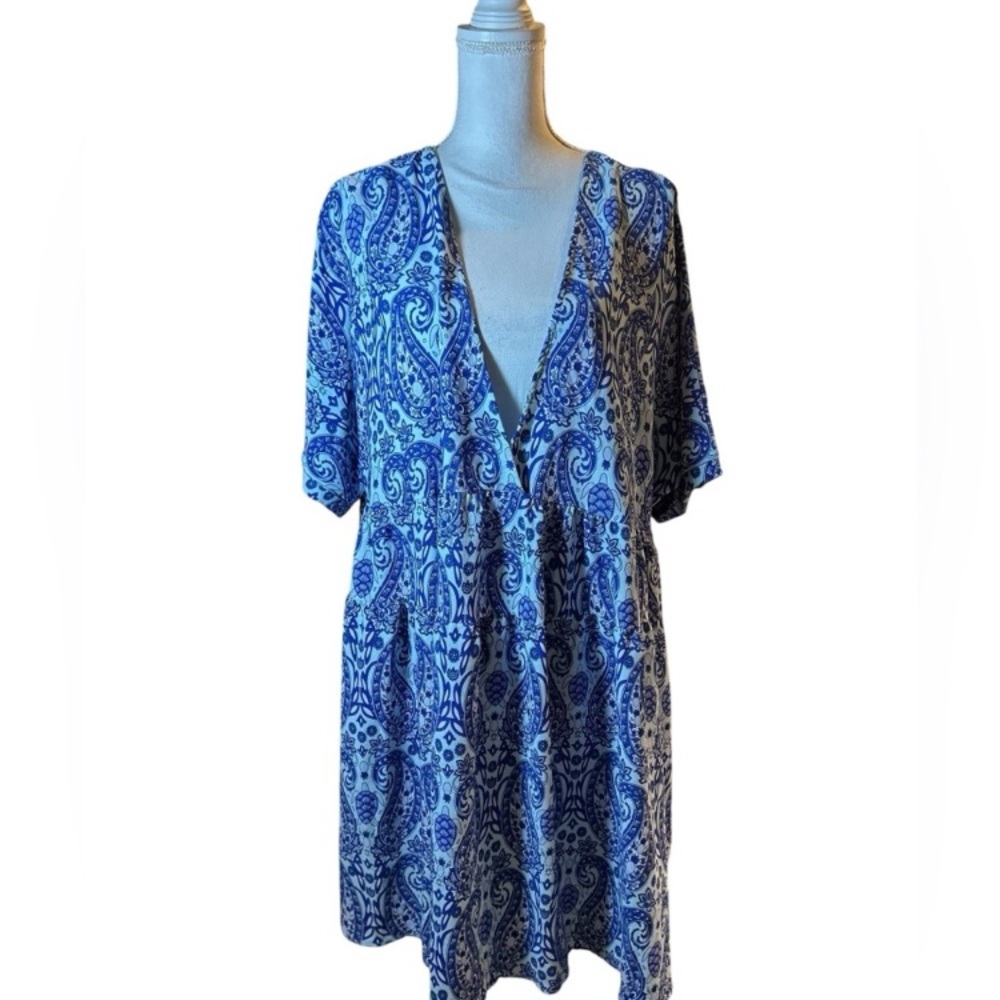 Simply Southern Blue Paisley Open Back Summer Dress